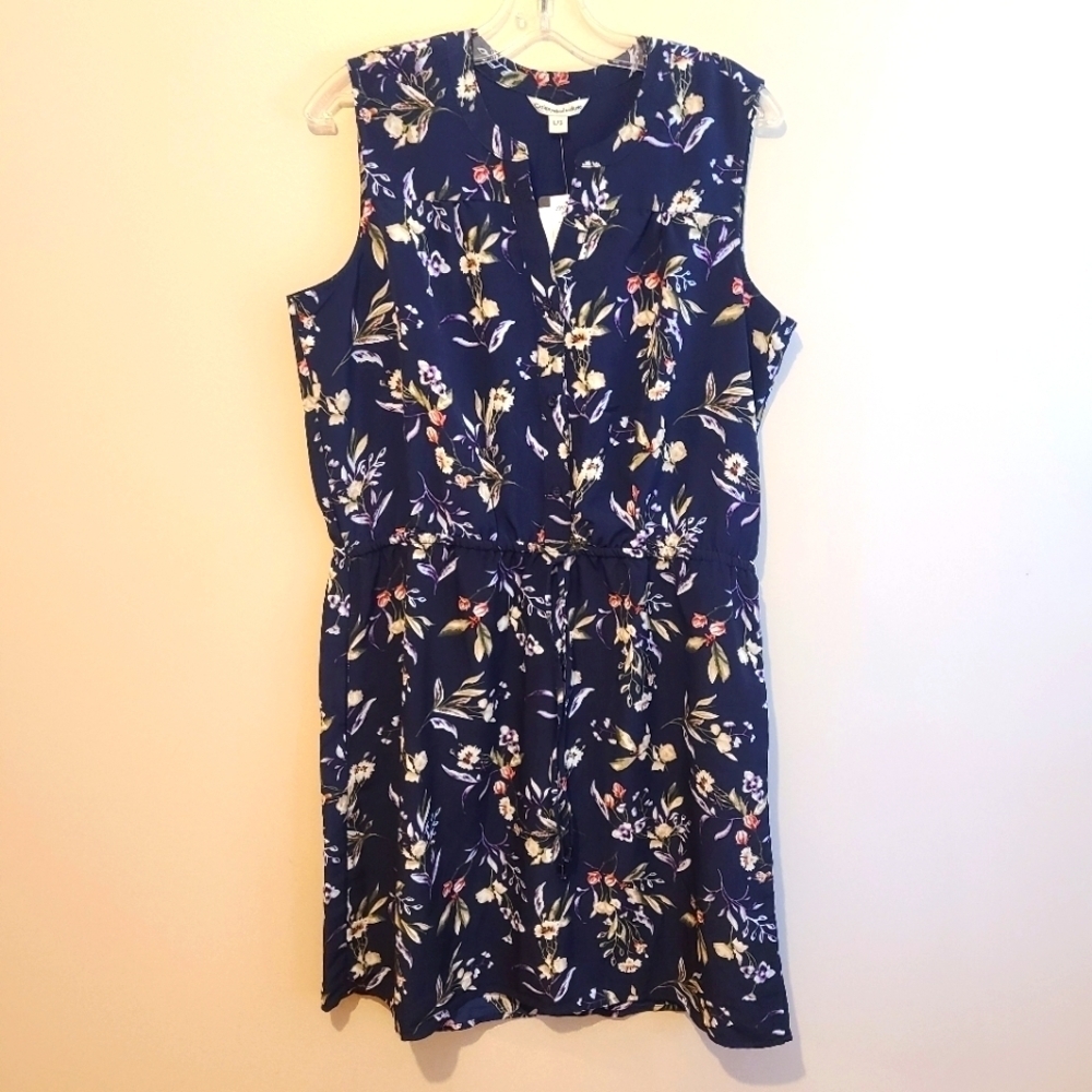 *3 for $30* Navy Floral Summer Dress - vacation holiday